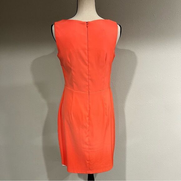Solid blood orange color sleeveless scoop neck dress - Picture 5 of 14